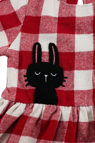 Vestido Bunny Plaid - Denokids - Blanco, negro y rojo