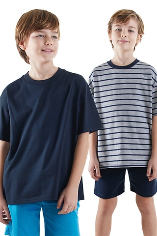 2 Oversized T-shirts - Marineblauw en grijs