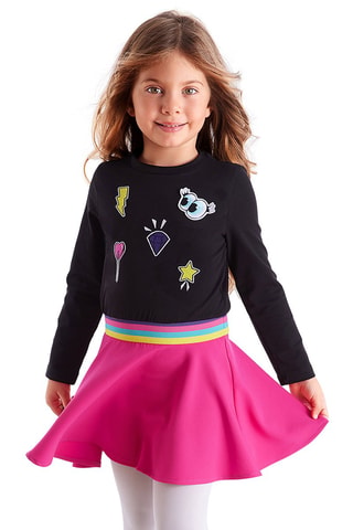 Vestido efecto doble prenda Emoji - Negro