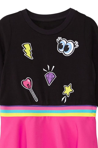 Vestido efecto doble prenda Emoji - Negro