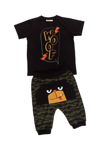 Camiseta y sarouel - Negro y caqui