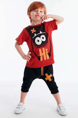 Camiseta y sarouel - Rojo y gris