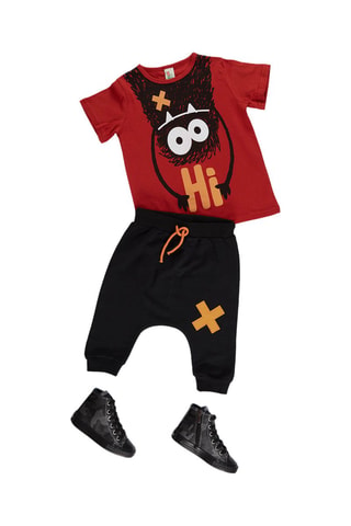 Camiseta y sarouel - Rojo y gris