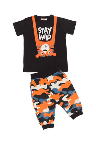 Camiseta y sarouel - Negro y naranja