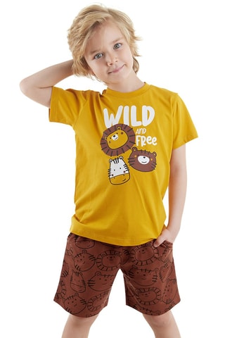 Camiseta y short - Mostaza y marrón