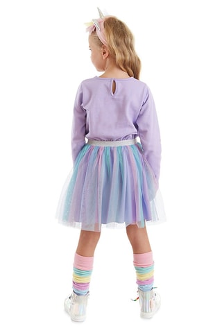 Vestido efecto doble prenda Catcorn - Denokids - Violeta