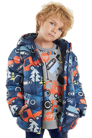 Jas met Capuchon Blauw en Rood - Denokids - Blauw