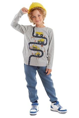 Sudadera y pantalón de chándal Construction - Denokids - Gris