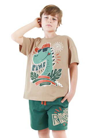 Camiseta y short Summer Dino - Beige