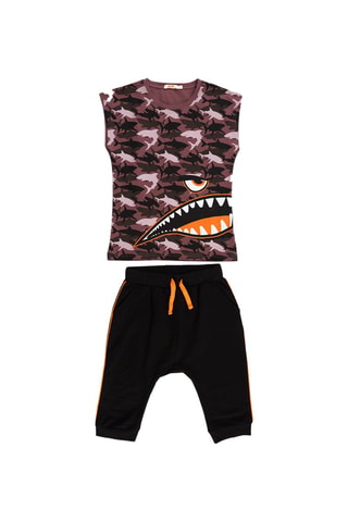 Camiseta y sarouel - Negro y marrón