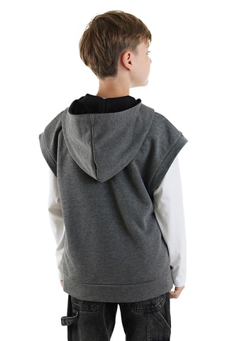 Mouwloze sweater loose met capuchon - Grijs