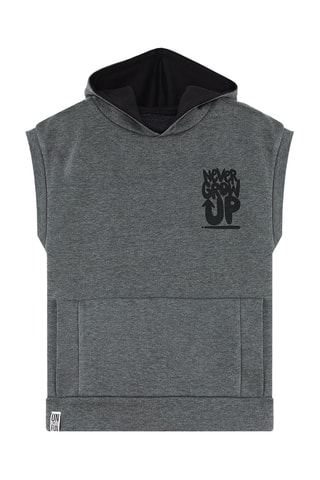 Mouwloze sweater loose met capuchon - Grijs