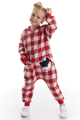 Mono Fox Plaid - Blanco y rojo
