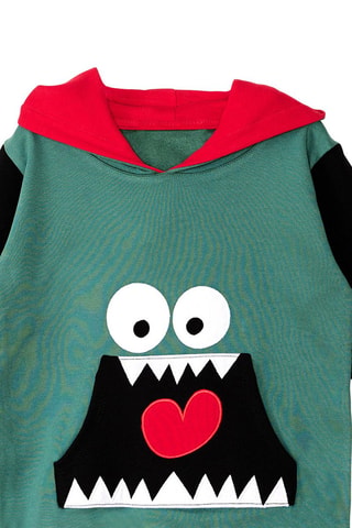 Sweater met Capuchon Groen - Marineblauw en groen