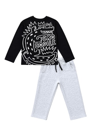 T-shirt en Joggingbroek - Denokids - Zwart