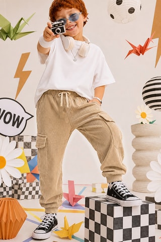 Pantalón cargo - Denokids - Beige