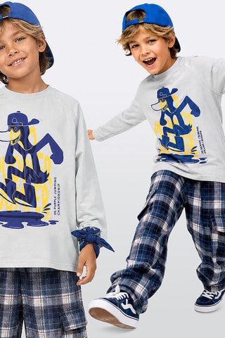 T-shirt en Cargobroek - Denokids - Grijs