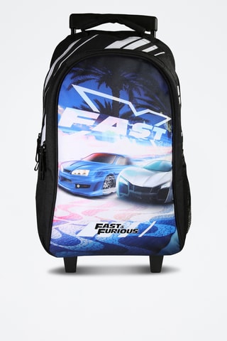Mochila con ruedas Fast Furious. - Negro