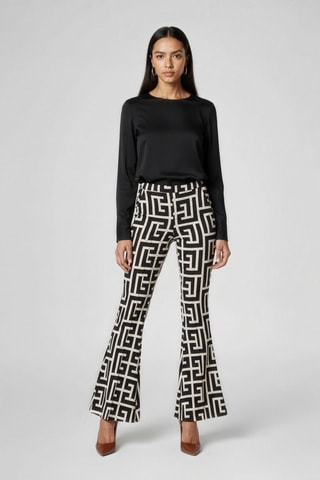 Wollen Broek Flare - Zwart - Ecru en zwart