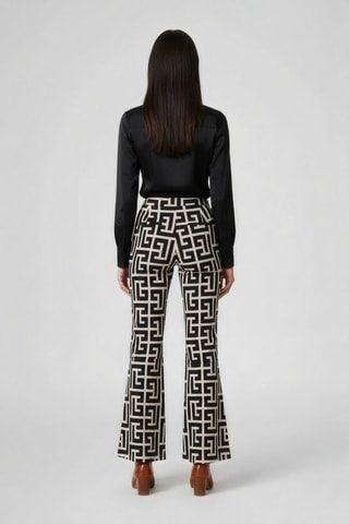 Wollen Broek Flare - Zwart - Ecru en zwart