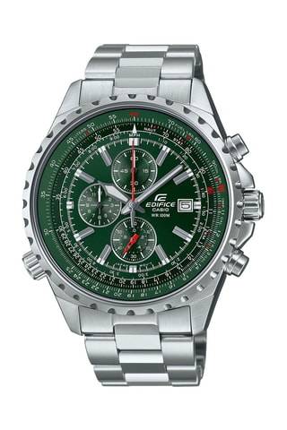 Orologio al quarzo in acciaio - Cronometro - Argentato e verde