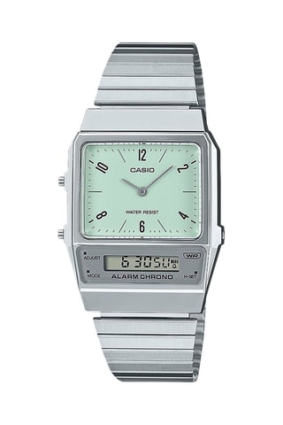 Orologio al quarzo in acciaio inossidabile - Cronometro - Argentato e verde acqua