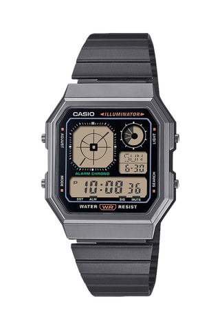 Orologio digitale in acciaio Vintage - Cronometro - Nero e grigio