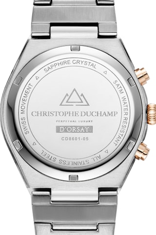 Montre à quartz en acier Swiss Made Ronda 5030.D - Silver/Rose Gold