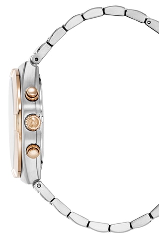 Montre à quartz en acier Swiss Made Ronda 5030.D - Silver/Rose Gold