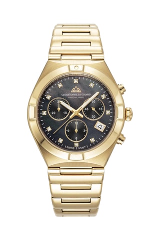 Montre à quartz en acier Swiss Made Ronda 5030.D - Doré
