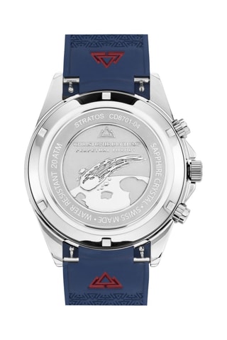Montre à quartz en acier - Chronographe - Argenté et bleu