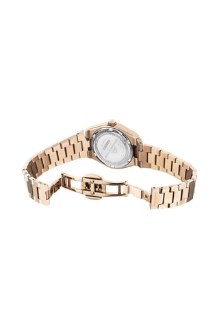 Montre à quartz en acier et diamants - Doré rose
