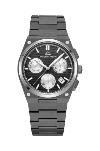 Montre à quartz en acier - Chronographe - Gris et noir