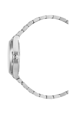 Montre à quartz en acier et diamants - Argenté et noir