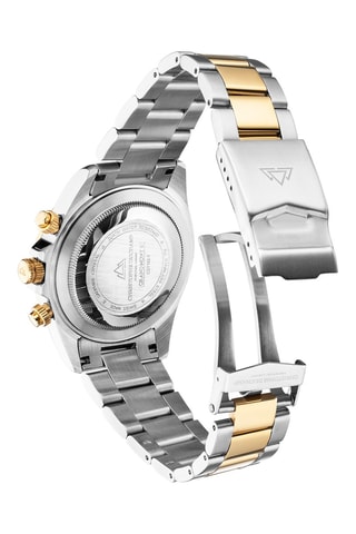 Montre à quartz en acier - Chronographe - Argenté et doré