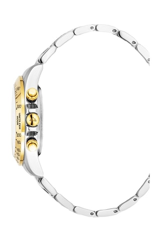 Montre à quartz en acier - Chronographe - Argenté et doré