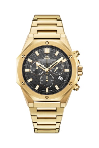 Montre à quartz en acier - Noir et doré