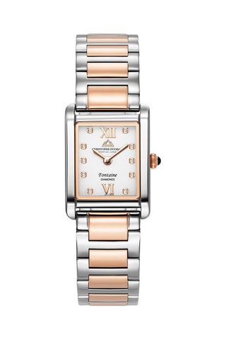 Montre à quartz en acier et diamants Fontaine