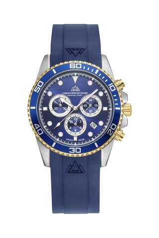Montre à quartz en acier et caoutchouc fkm Marine Chrono II - Chronographe - Bleu et doré