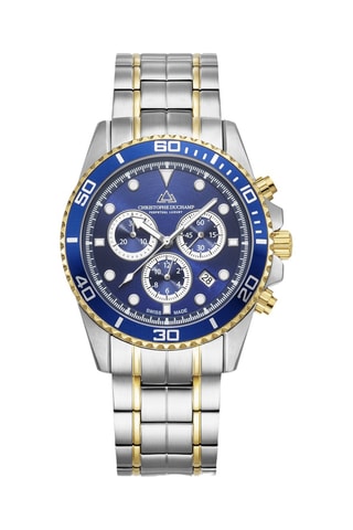 Montre à quartz en acier et caoutchouc fkm Marine Chrono II - Chronographe - Bleu et doré