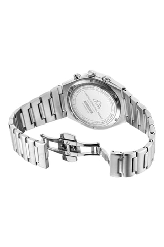Montre à quartz en acier - Chronographe - Argenté et noir