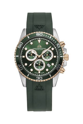 Montre à quartz en acier et caoutchouc fkm Marine Chrono II - Chronographe - Vert et argenté