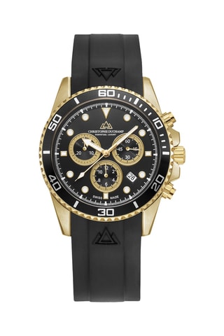 Montre à quartz en acier et caoutchouc fkm Marine Chrono II - Chronographe - Noir et doré