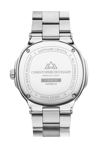 Reloj de cuarzo de acero L’Envie - Contador de fase lunar - Plateado y azul