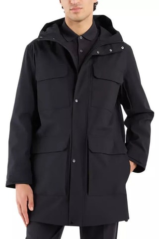 Parka con capucha - Blanco y azul