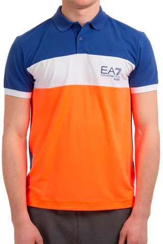 Polo - Blanco, azul y naranja
