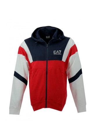 Sudadera con capucha - Blanco, rojo y azul