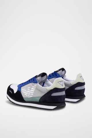 Zapatillas - Blanco, negro, azul y gris