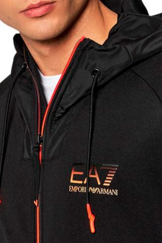 Sudadera con capucha - Negro y naranja