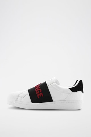 Zapatillas de piel - Blanco, negro y rojo